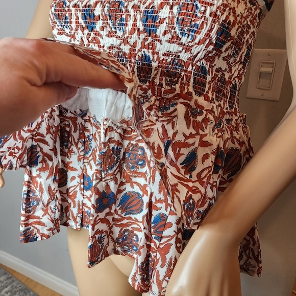 NWT House of Harlow smocked marbled rust skirt. M - Picture 2 of 13